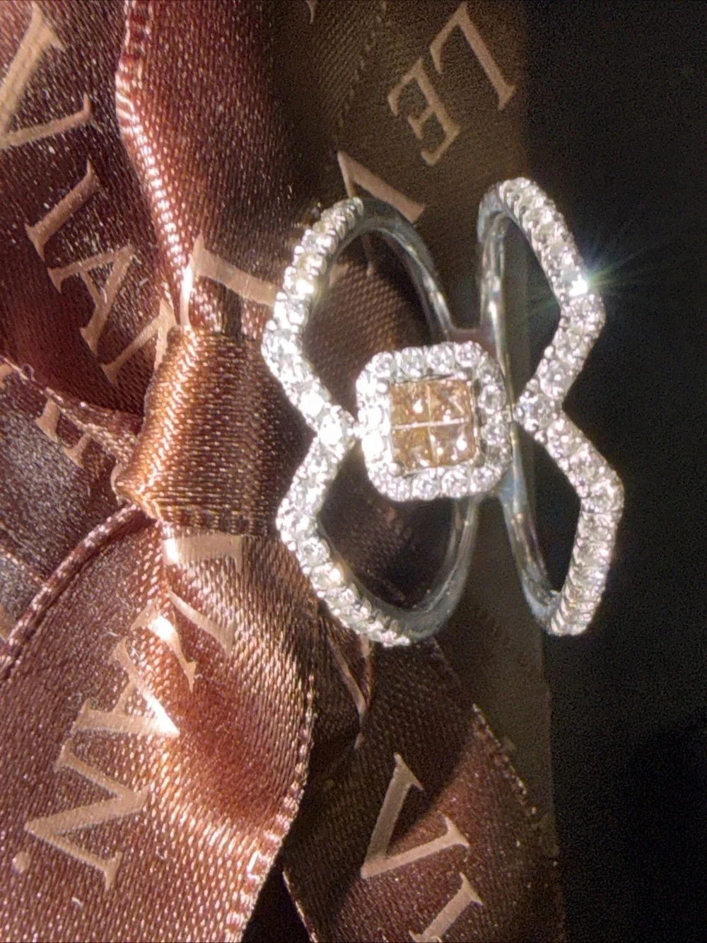 Le Vian 14k Vanilla Gold Chocolate Diamond Cross Cross Ring